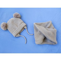 Set gros căciulă+fular Tex, 3-6 luni
